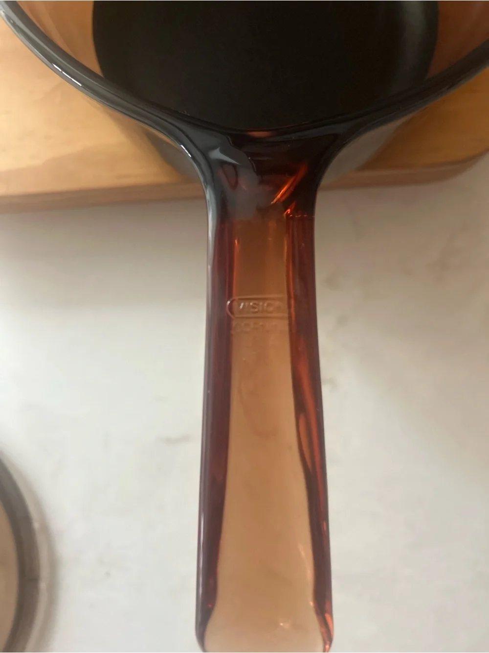 Vintage Vision Corning Amber Glass Saucepan Pot w/ Pyrex Lid Brown Cookware
